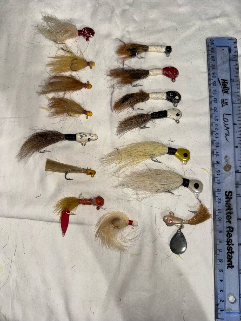 Vintage huge lot hand tied horsetail bucktail lead head rabbit jigs flies